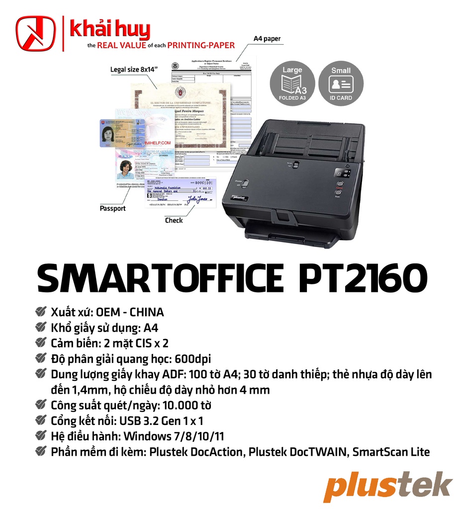MÁY QUÉT PLUSTEK SMARTOFFICE PT2160