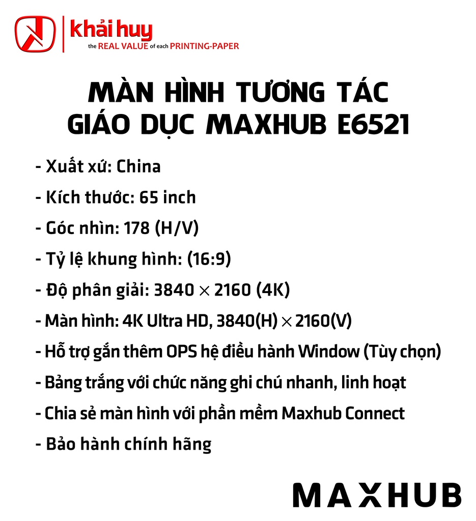 MÀN HÌNH TƯƠNG TÁC GIÁO DỤC MAXHUB E6521