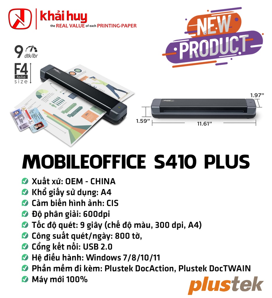 MÁY QUÉT PLUSTEK MOBILEOFFICE S410 PLUS