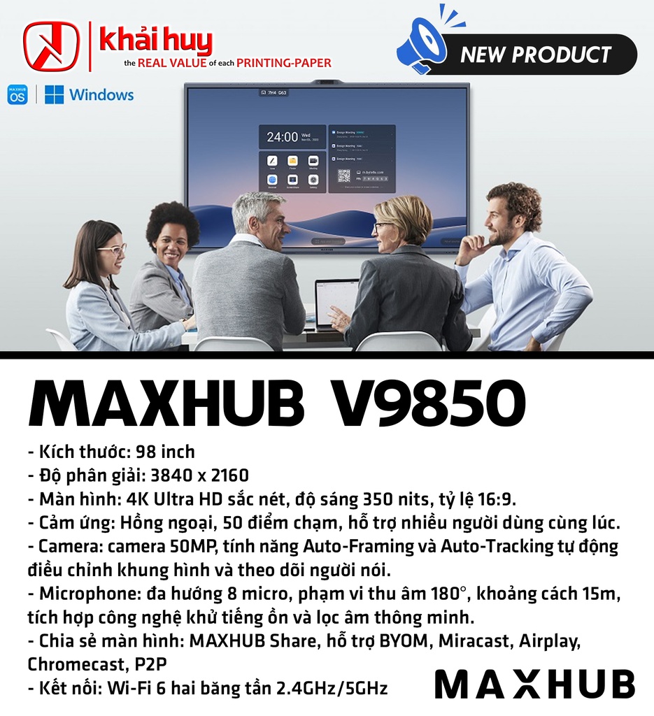 MÀN HÌNH TƯƠNG TÁC DOANH NGHIỆP MAXHUB V9850