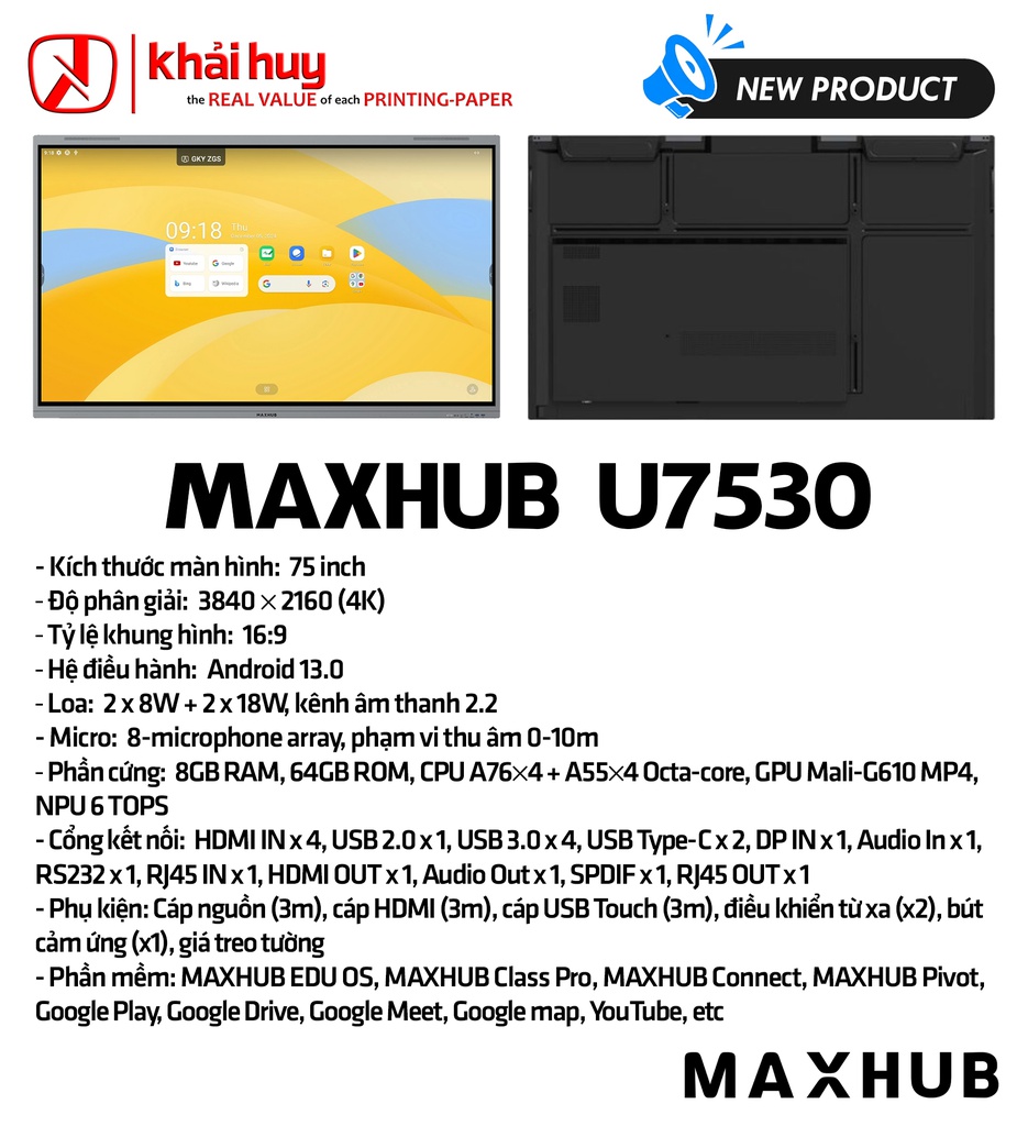 MÀN HÌNH TƯƠNG TÁC GIÁO DỤC MAXHUB U7530