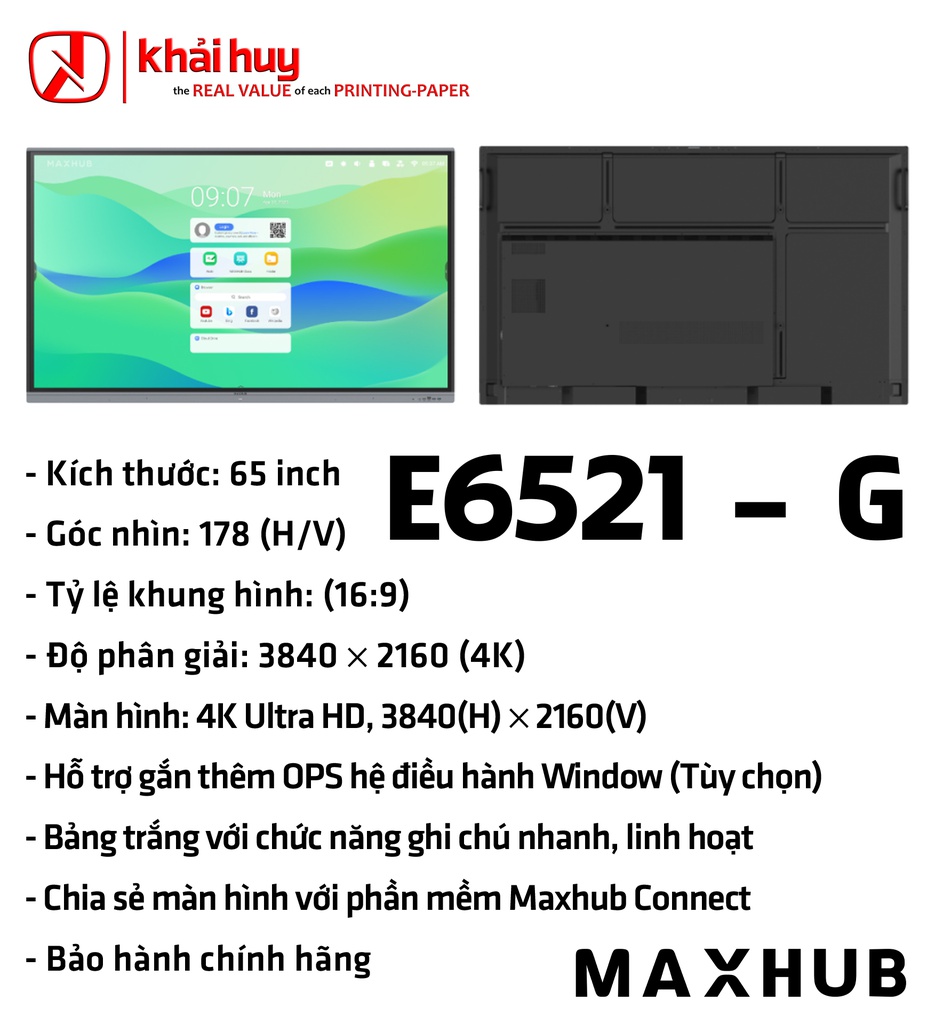MÀN HÌNH TƯƠNG TÁC GIÁO DỤC MAXHUB E6521-G