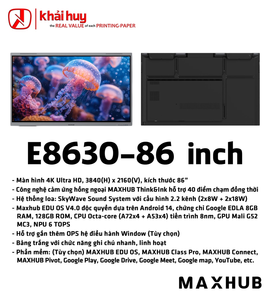 MÀN HÌNH TƯƠNG TÁC GIÁO DỤC MAXHUB E8630