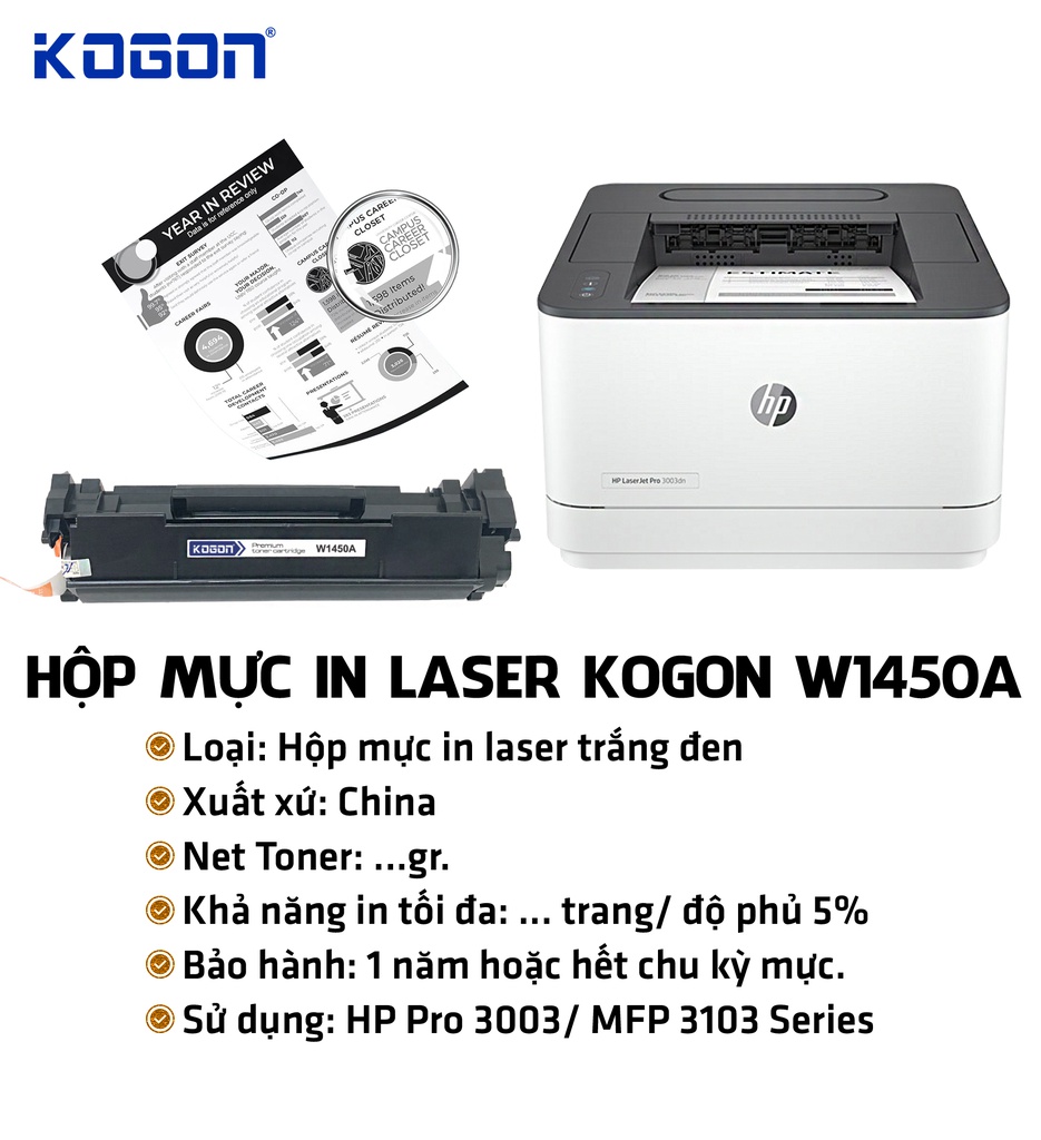 HỘP MỰC IN LASER KOGON W1450A (CÓ CHIP)