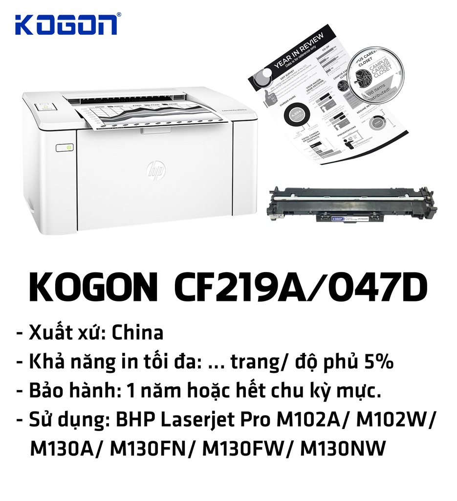 HỘP TRỐNG IN LASER KOGON CF219A/ 047D