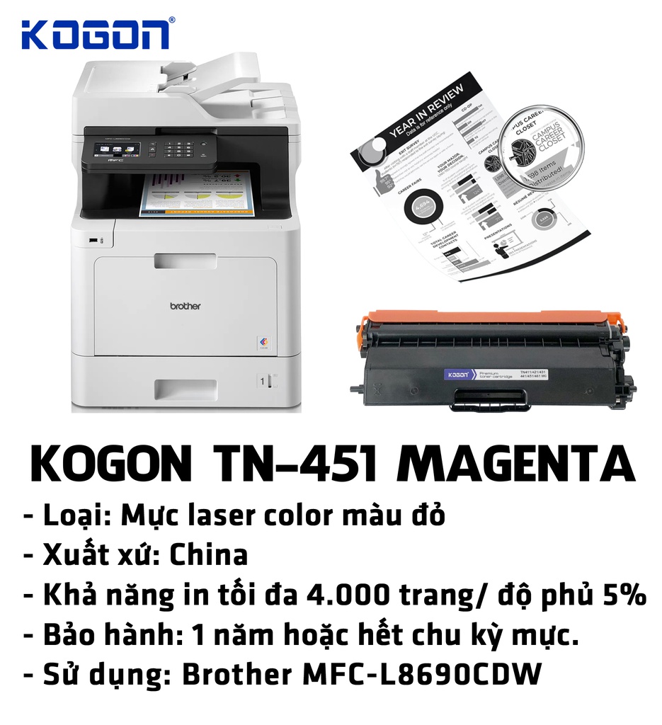 HỘP MỰC IN TONER KOGON TN-451 MAGENTA