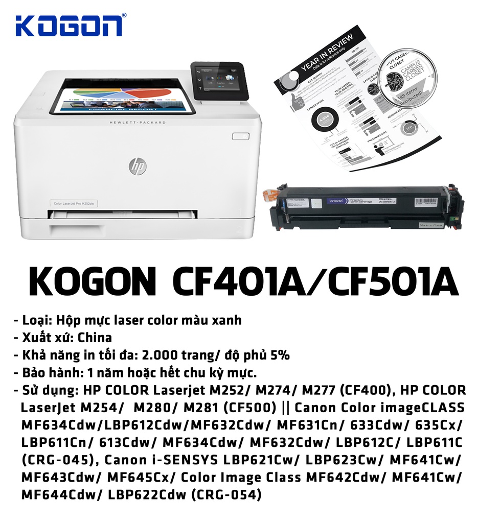 HỘP MỰC IN LASER KOGON CF401/CF501