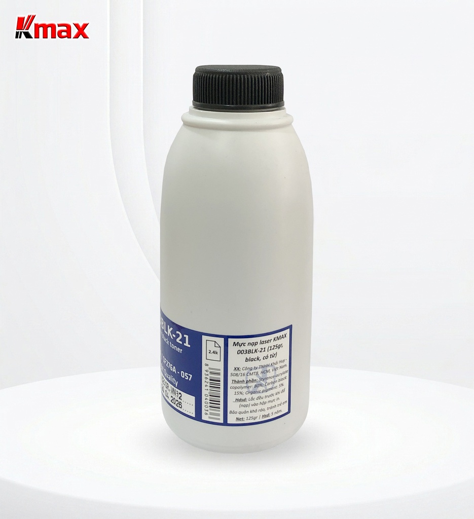 Mực nạp laser KMAX 003BLK-21 (125gr, black, có từ) - Dùng cho hộp mực máy in M402d/ 404dn/ 4003dn * LBP 223dw
